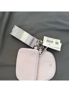 lululemon Dual Pouch Wristlet Faint Lavender Metallic Wordmark